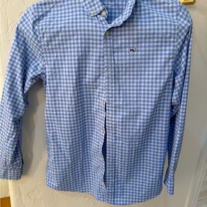 Vineyard Vines Blue and White Checkered Men's Shirt